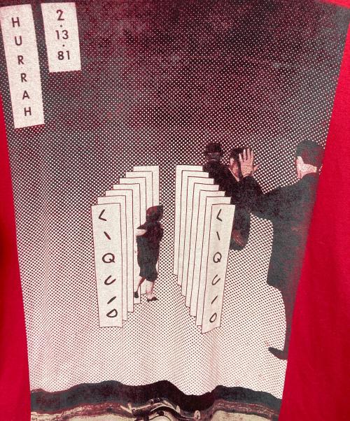 stussy（ステューシー）stussy (ステューシー) LIQUID LIQUID PHENOMENON (フェノメノン) コラボプリントTシャツ レッド サイズ:Lの古着・服飾アイテム