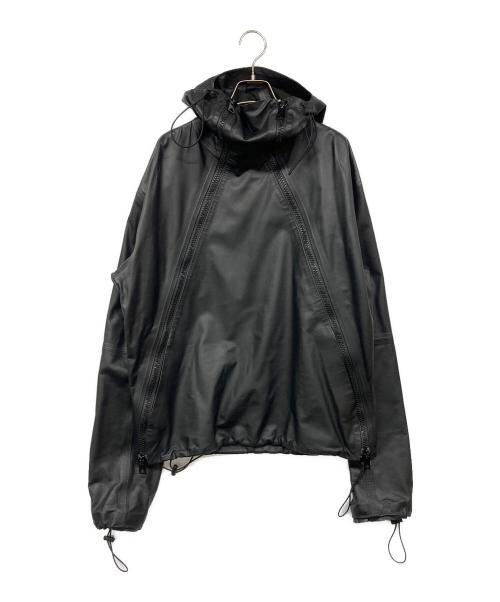 BOTTEGA VENETA（ボッテガベネタ）BOTTEGA VENETA (ボッテガベネタ) レザーフーデッドジャケット ブラック サイズ:54の古着・服飾アイテム