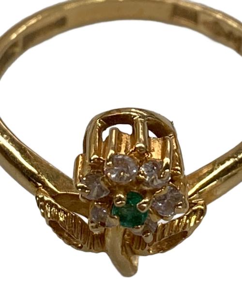 NO BRAND（ノーブランド）NO BRAND (ノーブランド) K18 フラワーモチーフ ストーン リング サイズ:表記無しの古着・服飾アイテム