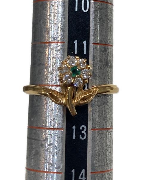 NO BRAND（ノーブランド）NO BRAND (ノーブランド) K18 フラワーモチーフ ストーン リング サイズ:表記無しの古着・服飾アイテム