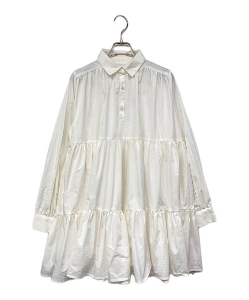 eimy istoire（エイミーイストワール）eimy istoire (エイミーイストワール) ボリュームティアードミニワンピース ホワイト サイズ:Fの古着・服飾アイテム