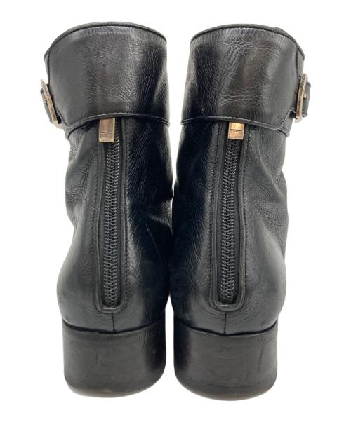 Saint Laurent Paris（サンローランパリ）Saint Laurent Paris (サンローランパリ) スクエアトゥバックジップベルテッドブーツ ブラック サイズ:41の古着・服飾アイテム