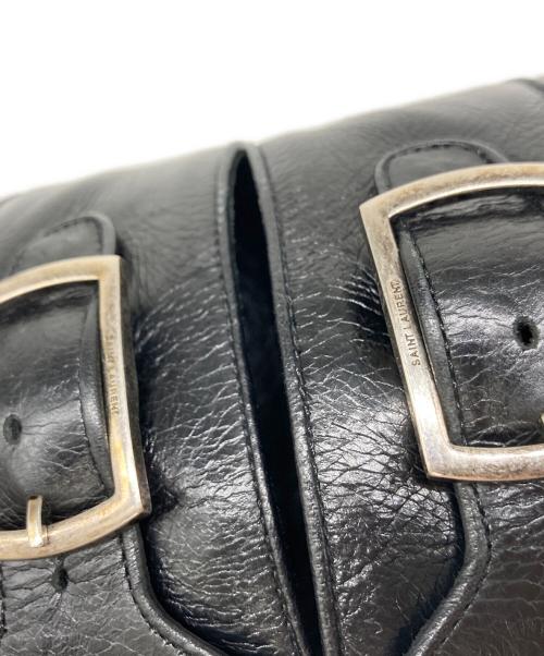 Saint Laurent Paris（サンローランパリ）Saint Laurent Paris (サンローランパリ) スクエアトゥバックジップベルテッドブーツ ブラック サイズ:41の古着・服飾アイテム