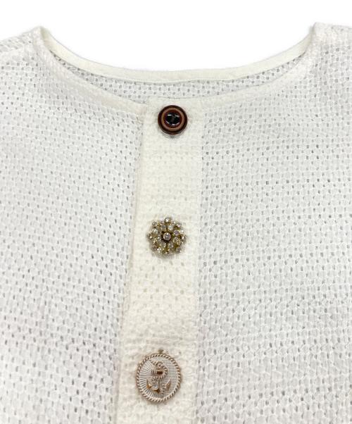 BEARDSLEY（ビアズリー）BEARDSLEY (ビアズリー) リネンカーディガン ホワイト サイズ:Fの古着・服飾アイテム