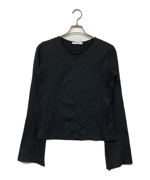 ASTERLET（アステレット）ASTERLET (アステレット) ジップ クルーネック フレアスリーブカットソー ブラック サイズ:記載なしの古着・服飾アイテム