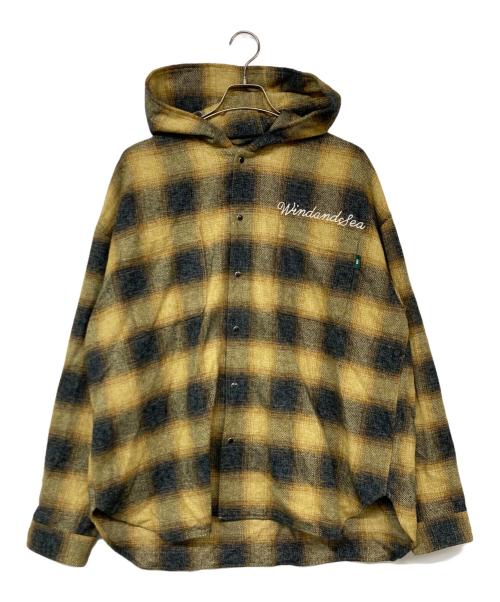 WIND AND SEA（ウィンダンシー）WIND AND SEA (ウィンダンシー) フーデッドチェックシャツ イエロー サイズ:Ｍの古着・服飾アイテム