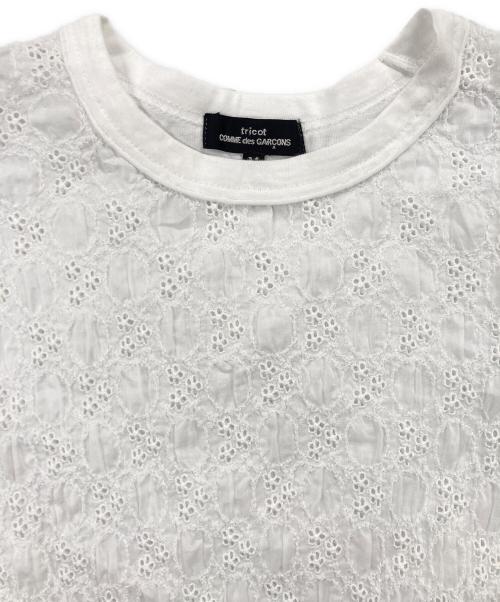 tricot COMME des GARCONS（トリココムデギャルソン）tricot COMME des GARCONS (トリココムデギャルソン) レース切り替えTシャツ ホワイト サイズ:Mの古着・服飾アイテム