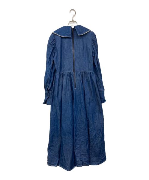 foufou（フーフー ザドレス）foufou (フーフー) lace pintuck denim classical dress/レースピンタックデニムクラシカルドレス インディゴ サイズ:1の古着・服飾アイテム
