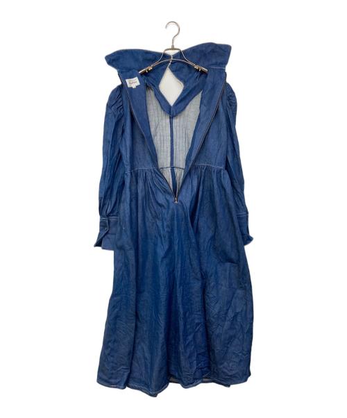 foufou（フーフー ザドレス）foufou (フーフー) lace pintuck denim classical dress/レースピンタックデニムクラシカルドレス インディゴ サイズ:1の古着・服飾アイテム