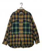 WHITE MOUNTAINEERINGホワイトマウンテ二アニング）の古着「MID GUSSET SLEEVE CHECK WORK SHIRT」｜グリーン×ブラウン