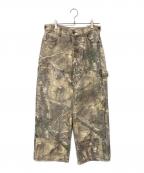 90909090）の古着「King Logo Double Knee Buggy Pants/キングロゴダブルニーバギーパンツ」｜オリーブ