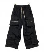 DANKE SCHONダンケ シェーン）の古着「STRETCH TWILL ZIP W-POCKET WIDE PANTS」｜ブラック