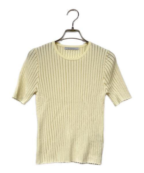 ELENDEEK（エレンディーク）ELENDEEK (エレンディーク) SEER STRIPE HALF SL KT/シアーストライプハーフスリーブニット アイボリー サイズ:Fの古着・服飾アイテム