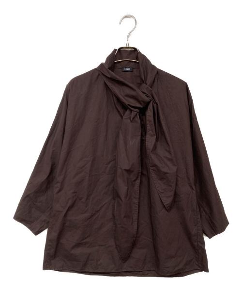 LOEFF（ロエフ）LOEFF (ロエフ) オーガニックコットン タイプライター リボンタイブラウス ブラウン サイズ:記載なしの古着・服飾アイテム