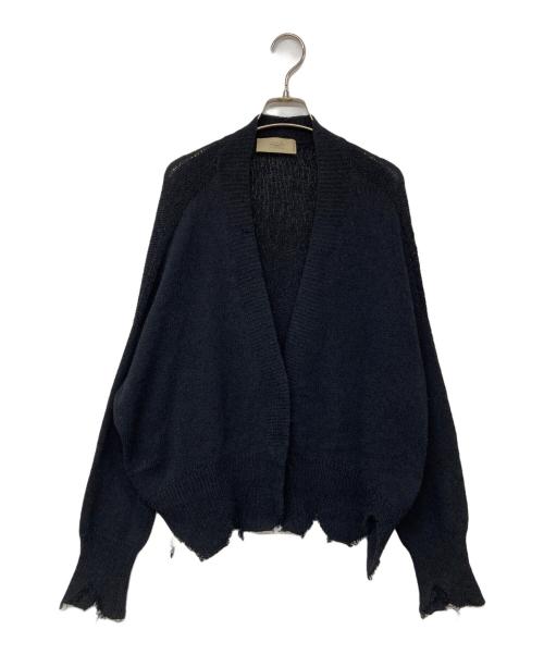 MAISON FLANEUR（メゾン フラネウール）MAISON FLANEUR (メゾン フラネウール) ダメージカーディガン ブラック サイズ:36の古着・服飾アイテム