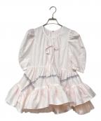 overlaceオーバーレース）の古着「curve hem yoke blouse/ブラウス」｜ピンク