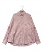 AURALEE×H BEAUTY&YOUTHオーラリー×エイチ ビューティー&ユース）の古着「CANDY STRIPE BD SHIRT」｜ピンク