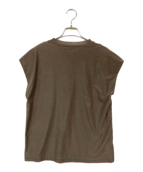 MACPHEE（マカフィー）MACPHEE (マカフィー) スパンデックススエード フレンチスリーブプルオーバー オリーブ サイズ:Sの古着・服飾アイテム