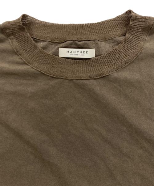 MACPHEE（マカフィー）MACPHEE (マカフィー) スパンデックススエード フレンチスリーブプルオーバー オリーブ サイズ:Sの古着・服飾アイテム