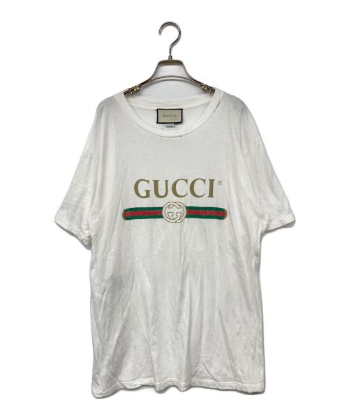 GUCCI（グッチ）GUCCI (グッチ) GUCCIロゴ オーバーサイズ コットン Tシャツ ホワイト サイズ:Mの古着・服飾アイテム