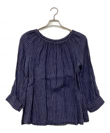 fog linen work（フォグリネンワーク）の古着「リネンプルオーバーブラウス」｜ネイビー