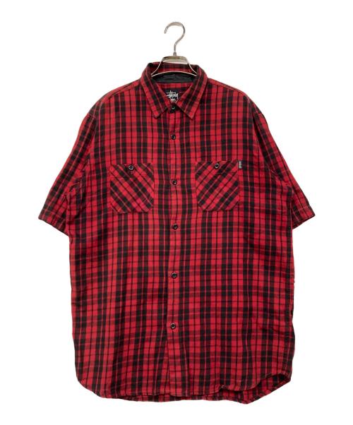 stussy（ステューシー）stussy (ステューシー) チェックシャツ レッド サイズ:XLの古着・服飾アイテム