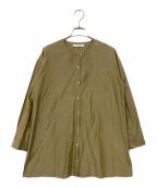miiThaaiiミーターイー）の古着「コットンシルクノーカラーシャツ」｜ベージュ