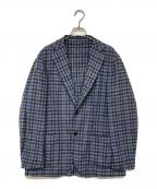 RING JACKETリングジャケット）の古着「カシミヤ混チェックジャケット」｜ネイビー
