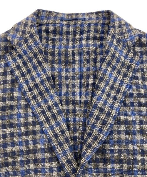 RING JACKET（リングジャケット）RING JACKET (リングジャケット) カシミヤ混チェックジャケット ネイビー サイズ:48の古着・服飾アイテム