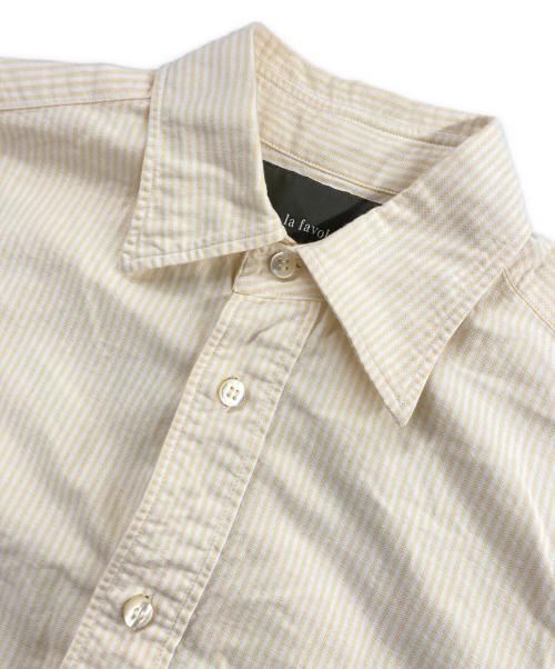 la favola（ラ ファーヴォラ）la favola (ラ ファーヴォラ) コットンオックスストライプワイドカラーシャツ S03RE イエロー サイズ:2の古着・服飾アイテム