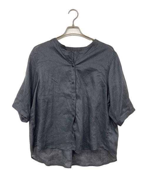 INDIVI（インディヴィ）INDIVI (インディヴィ) リネン半袖ブラウス グレー サイズ:38の古着・服飾アイテム