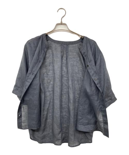 INDIVI（インディヴィ）INDIVI (インディヴィ) リネン半袖ブラウス グレー サイズ:38の古着・服飾アイテム