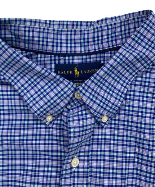 RALPH LAUREN（ラルフローレン）RALPH LAUREN (ラルフローレン) スーパーワイドS/SチェックBDシャツ ブルー サイズ:4XLの古着・服飾アイテム