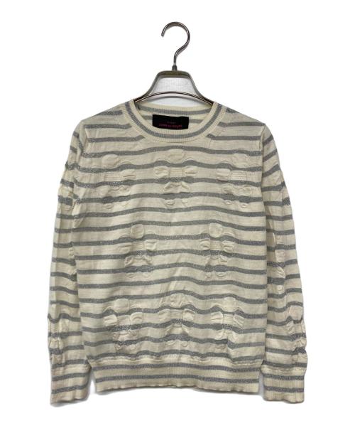 tricot COMME des GARCONS（トリココムデギャルソン）tricot COMME des GARCONS (トリココムデギャルソン) ウールエンボスラメボーダーニット ベージュ サイズ:記載なしの古着・服飾アイテム