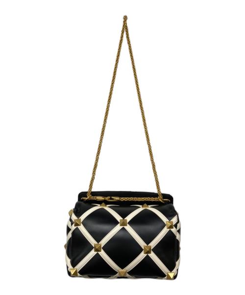 VALENTINO GARAVANI（ヴァレンティノ・ガラヴァーニ）VALENTINO GARAVANI (ヴァレンティノ・ガラヴァーニ) ローマンスタッズショルダーバッグ ブラックの古着・服飾アイテム