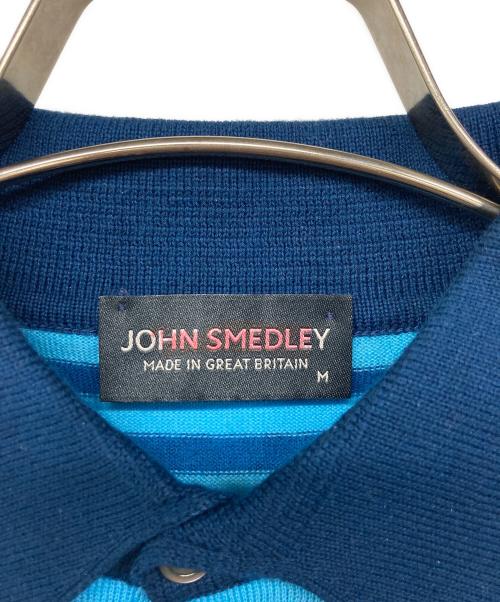 JOHN SMEDLEY（ジョンスメドレー）JOHN SMEDLEY (ジョンスメドレー) ボーダーニットポロシャツ ブルー サイズ:Ｍの古着・服飾アイテム