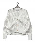 THREE DOTSスリードッツ）の古着「スポンジースムース メッシュカーディガン」｜ホワイト