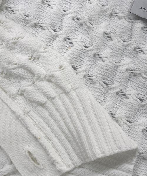 THREE DOTS（スリードッツ）THREE DOTS (スリードッツ) スポンジースムース メッシュカーディガン ホワイト サイズ:SMALLの古着・服飾アイテム