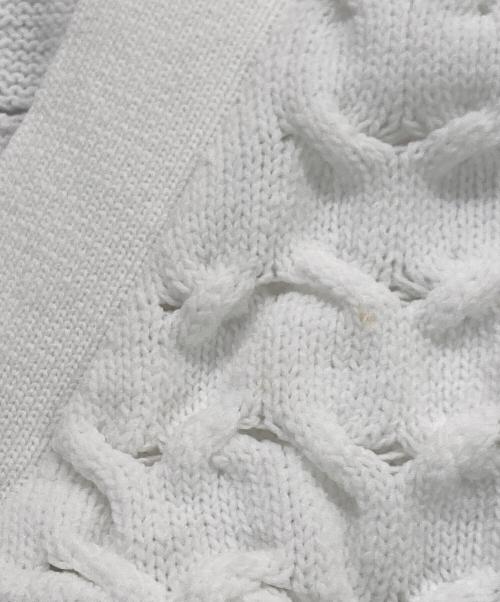 THREE DOTS（スリードッツ）THREE DOTS (スリードッツ) スポンジースムース メッシュカーディガン ホワイト サイズ:SMALLの古着・服飾アイテム