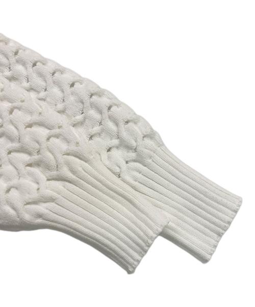 THREE DOTS（スリードッツ）THREE DOTS (スリードッツ) スポンジースムース メッシュカーディガン ホワイト サイズ:SMALLの古着・服飾アイテム