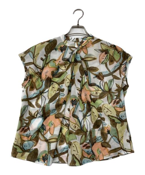 TOMORROW LAND collection（トゥモローランドコレクション）TOMORROW LAND collection (トゥモローランドコレクション) ミューラルリーフプリント ツイストドレープブラウス グリーン サイズ:36の古着・服飾アイテム