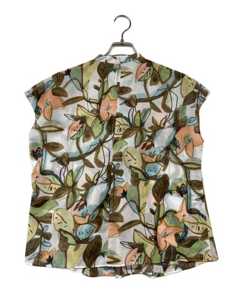 TOMORROW LAND collection（トゥモローランドコレクション）TOMORROW LAND collection (トゥモローランドコレクション) ミューラルリーフプリント ツイストドレープブラウス グリーン サイズ:36の古着・服飾アイテム