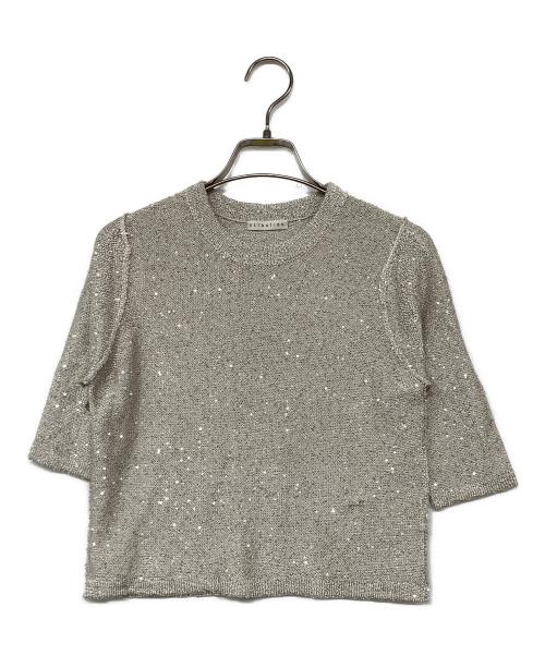 ESTNATION（エストネーション）ESTNATION (エストネーション) ブライトスパンコールＴニット グレー サイズ:Fの古着・服飾アイテム