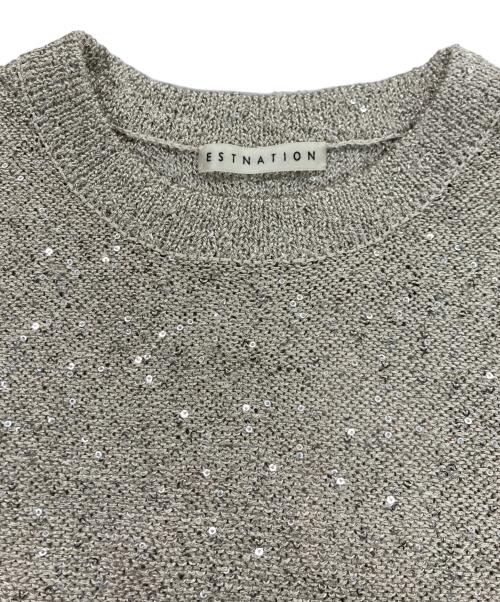 ESTNATION（エストネーション）ESTNATION (エストネーション) ブライトスパンコールＴニット グレー サイズ:Fの古着・服飾アイテム