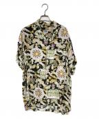 Pherrow'sフェローズ）の古着「総柄レーヨンオープンカラーシャツ」｜ブラック