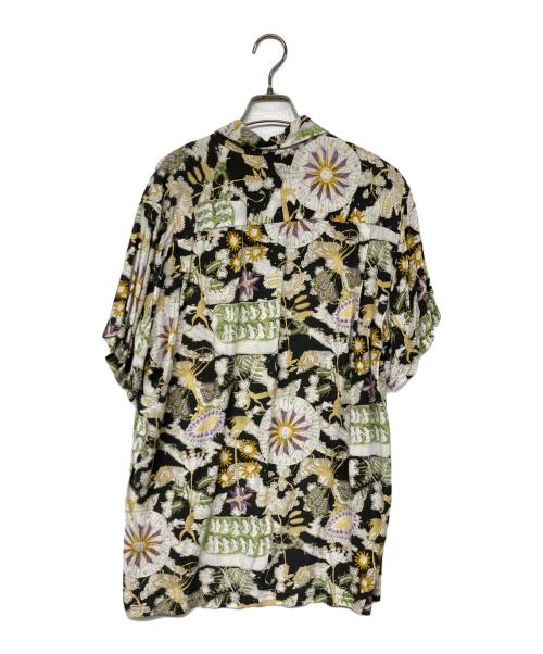 Pherrow's（フェローズ）Pherrow's (フェローズ) 総柄レーヨンオープンカラーシャツ ブラック サイズ:Lの古着・服飾アイテム