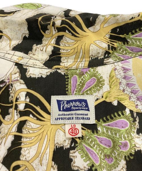 Pherrow's（フェローズ）Pherrow's (フェローズ) 総柄レーヨンオープンカラーシャツ ブラック サイズ:Lの古着・服飾アイテム