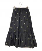 UNMINOUアンミヌ）の古着「エンブロイダリースカート」｜ブラック