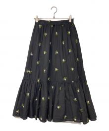 UNMINOU（アンミヌ）の古着「エンブロイダリースカート」｜ブラック