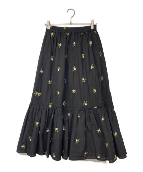 UNMINOU（アンミヌ）UNMINOU (アンミヌ) エンブロイダリースカート ブラック サイズ:Fの古着・服飾アイテム